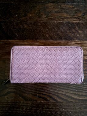 Bottega Veneta Intreciatto Zip-Around Women’s Wallet in Light Pink